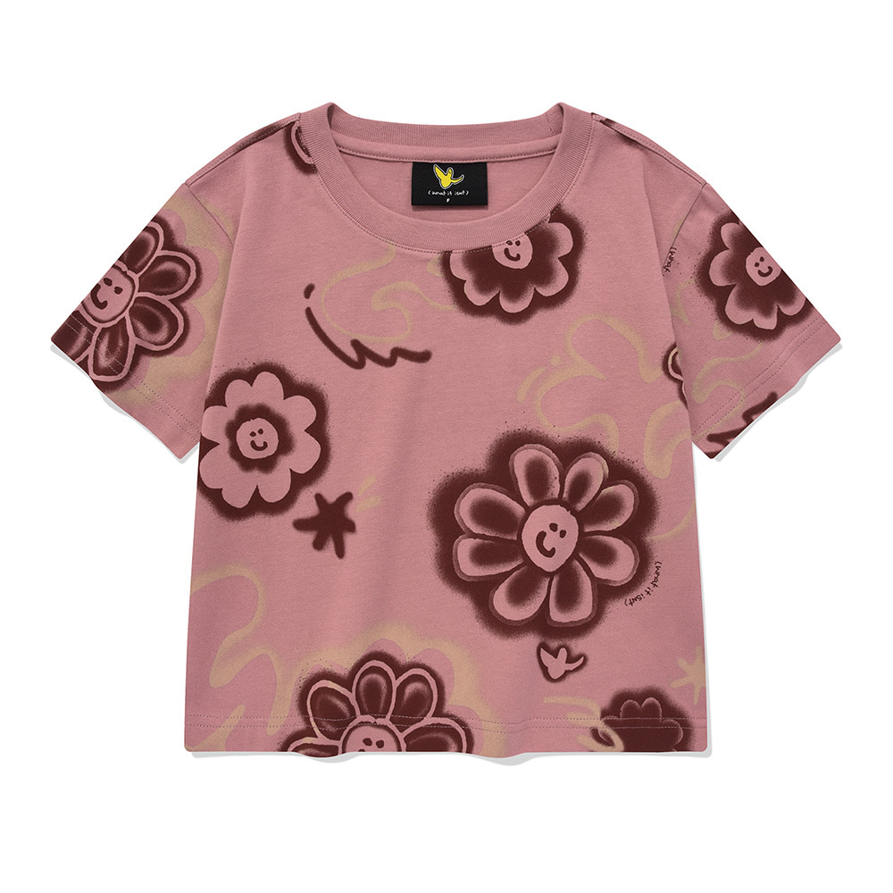 WM`S 플로리 그래픽 반팔 티셔츠 핑크