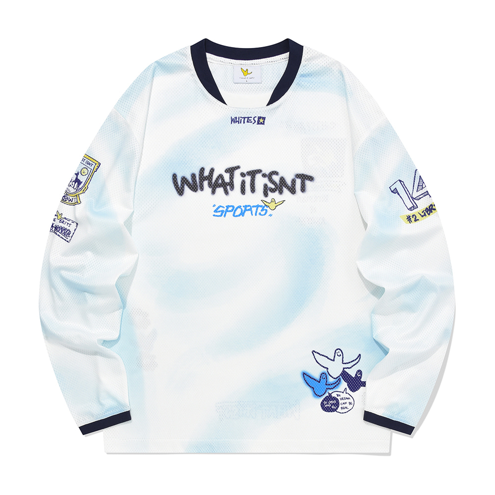 WT 스포티 메쉬 롱슬리브 티셔츠 스카이 블루